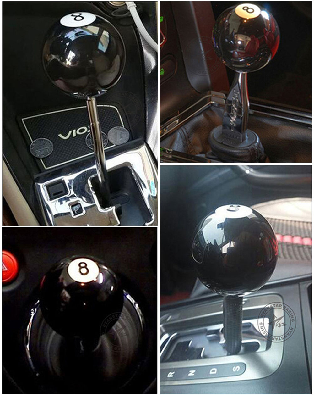 Black 8 ball shift knob installation effect