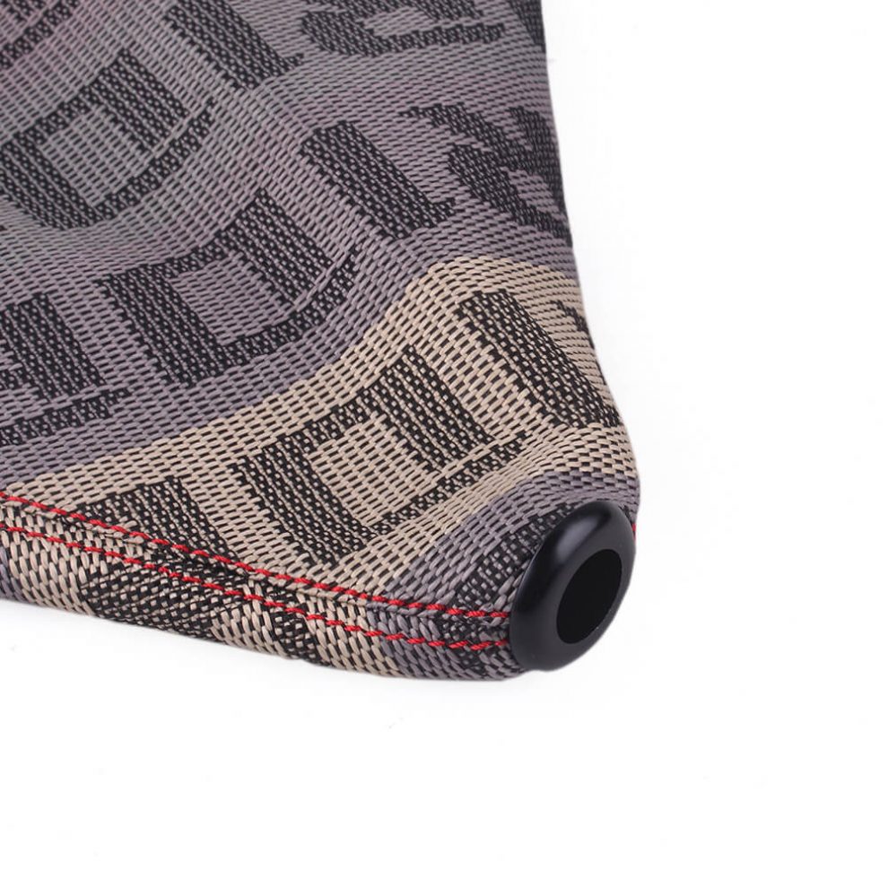 JDM Style Suede Leather Shift Boot Cover - Black With Blue Or Red Stitch, Universal Fit