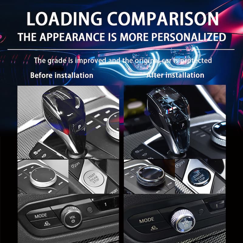 3X BMW Crystal Gear Shifter Set Lighted Shift Knob Logo RND 3 Bmw crystal shift knob after installation