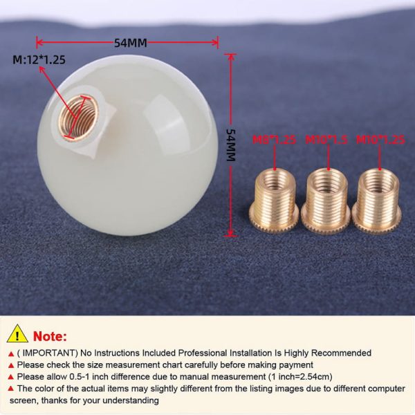 Fluorescent ball shift knob size