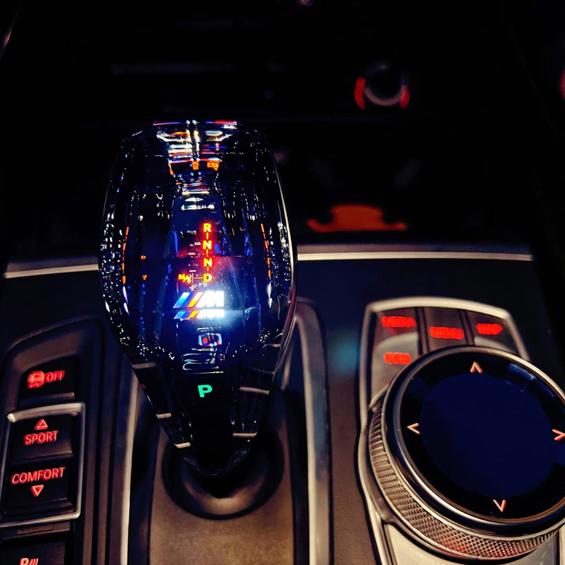 RND M Logo bmw Crystal Shifter at night