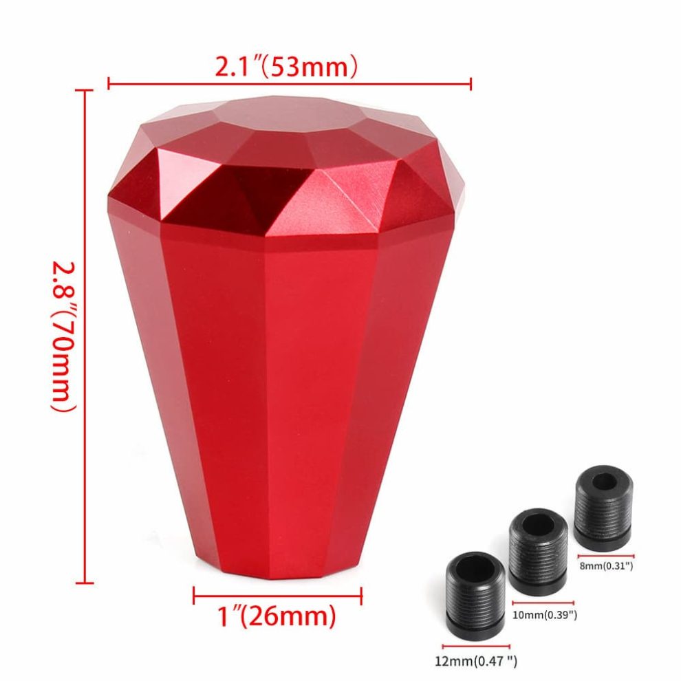 Universal Manual Aluminum Diamond Gear Shift Knob Red Coolshiftknob