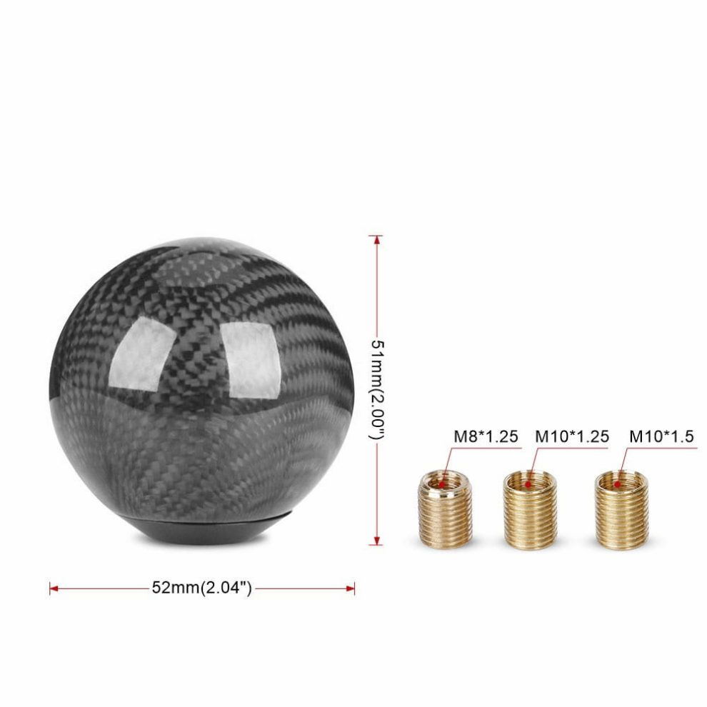 Custom Universal Round Ball Black Carbon Fiber Shift Knob Coolshiftknob