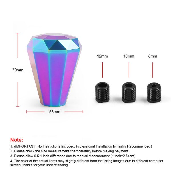 neo chrome aluminum diamond shift knob size