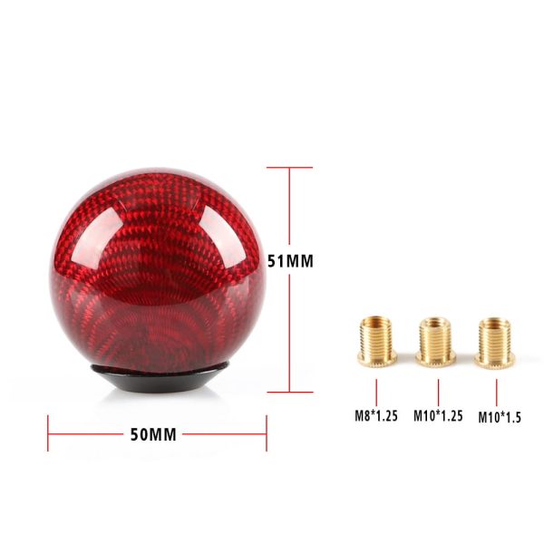 red carbon fiber ball shift knob size