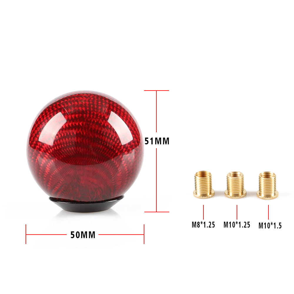 red carbon fiber ball shift knob size