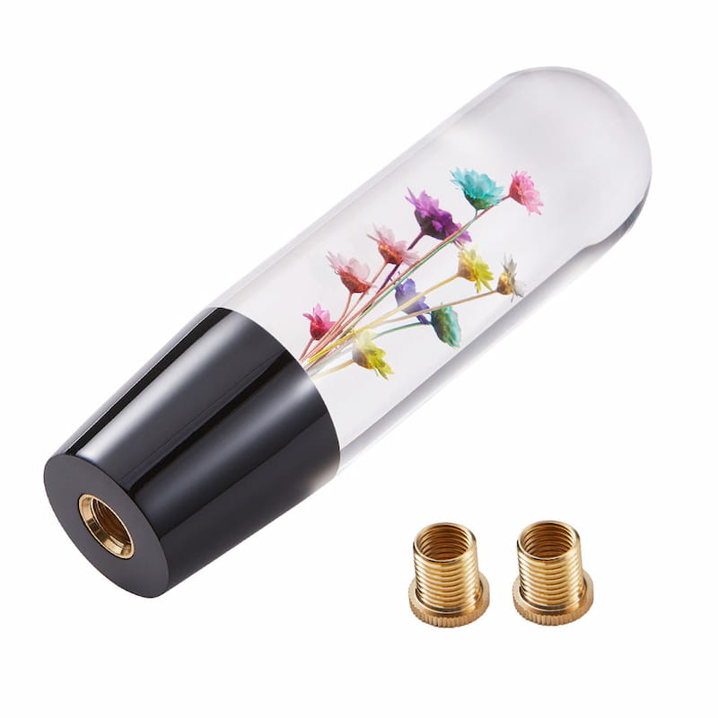 Universal JDM Crystal Ball Gear Shift Knob With Real Flowers – Acrylic, M8/M10 Threads