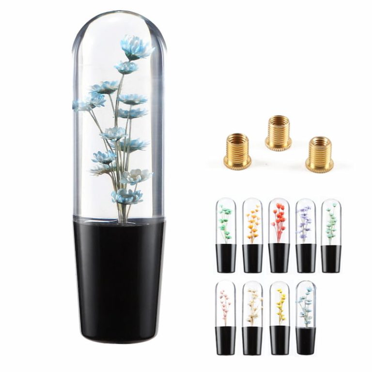 Universal 150mm Crystal JDM Real Flowers Shift Knob 9 Colors