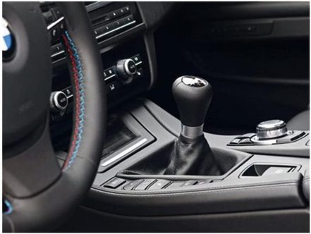 Black Leather Round BMW Manual Shift Knob M Logo Coolshiftknobs