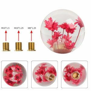 crystal real flower shift knob red