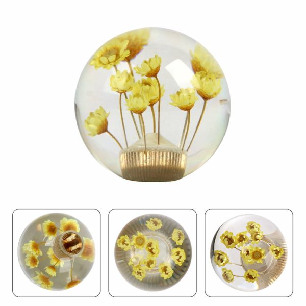 crystal real flower shift knob yellow