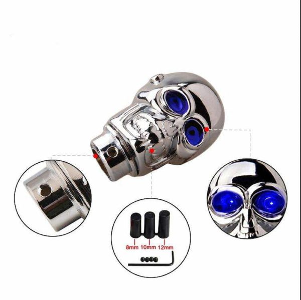 led eyes skull shift knob blue with adapter