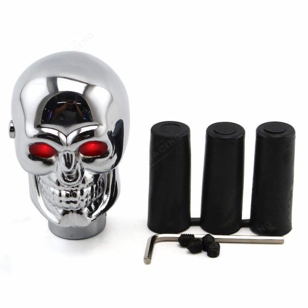 led eyes skull shift knob red with adapters