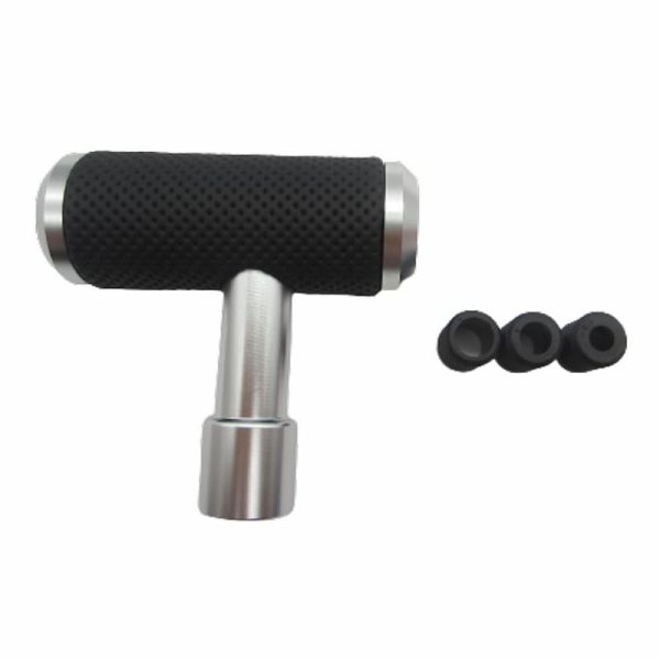 t handle shift knob silver with adapters