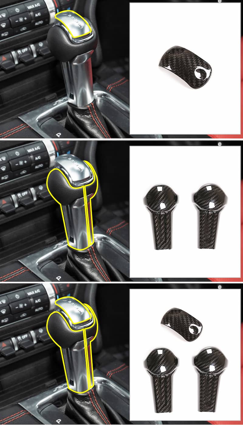 mustang carbon fiber shift knob cover trim