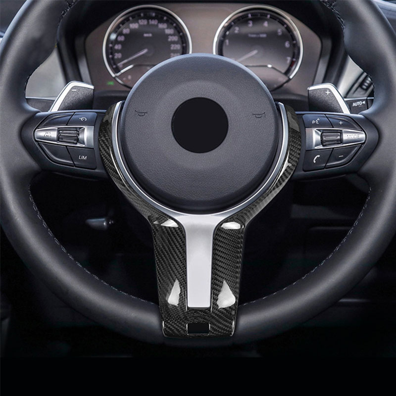 Carbon fiber steering wheel trim black