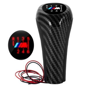 carbon fiber illuminated BMW shifter Knob-red