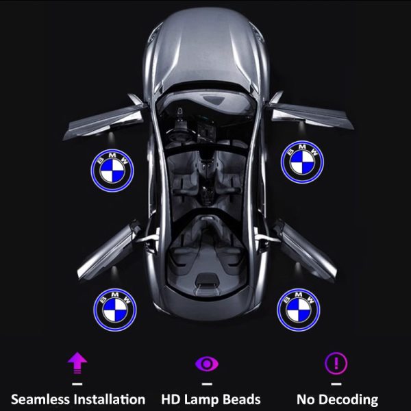 4PCS Cool Laser LED Courtesy Puddle Lights For BMW (2004-2018) – 6500K Cold White, 1200 Lumens, 30K Hour Life