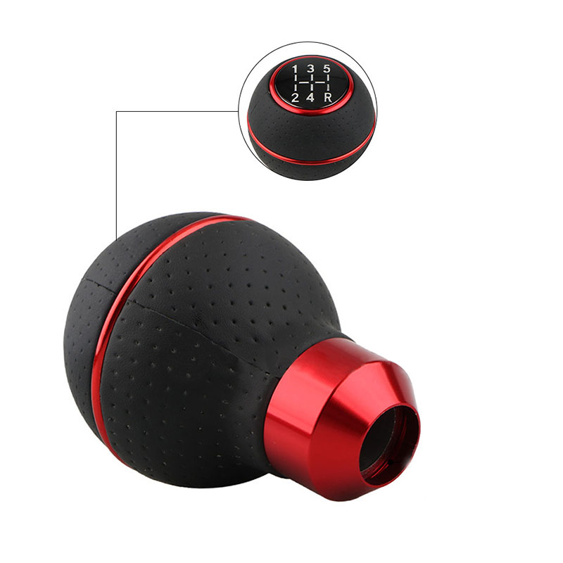 leather & red aluminum alloy modified gear knob