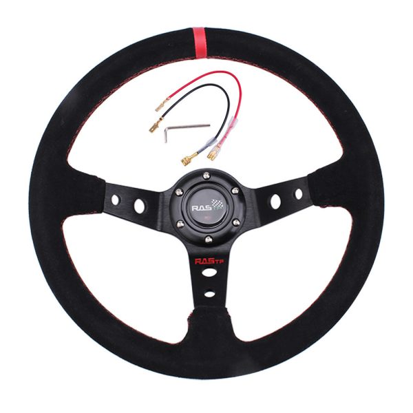 Suede Racing Steering Wheel Red